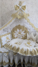 Load image into Gallery viewer, Luxury baby bedding 120*60 personalised by embroidery, 100% cotton and dimple
