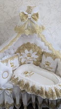 Load image into Gallery viewer, Luxury baby bedding 120*60 personalised by embroidery, 100% cotton and dimple
