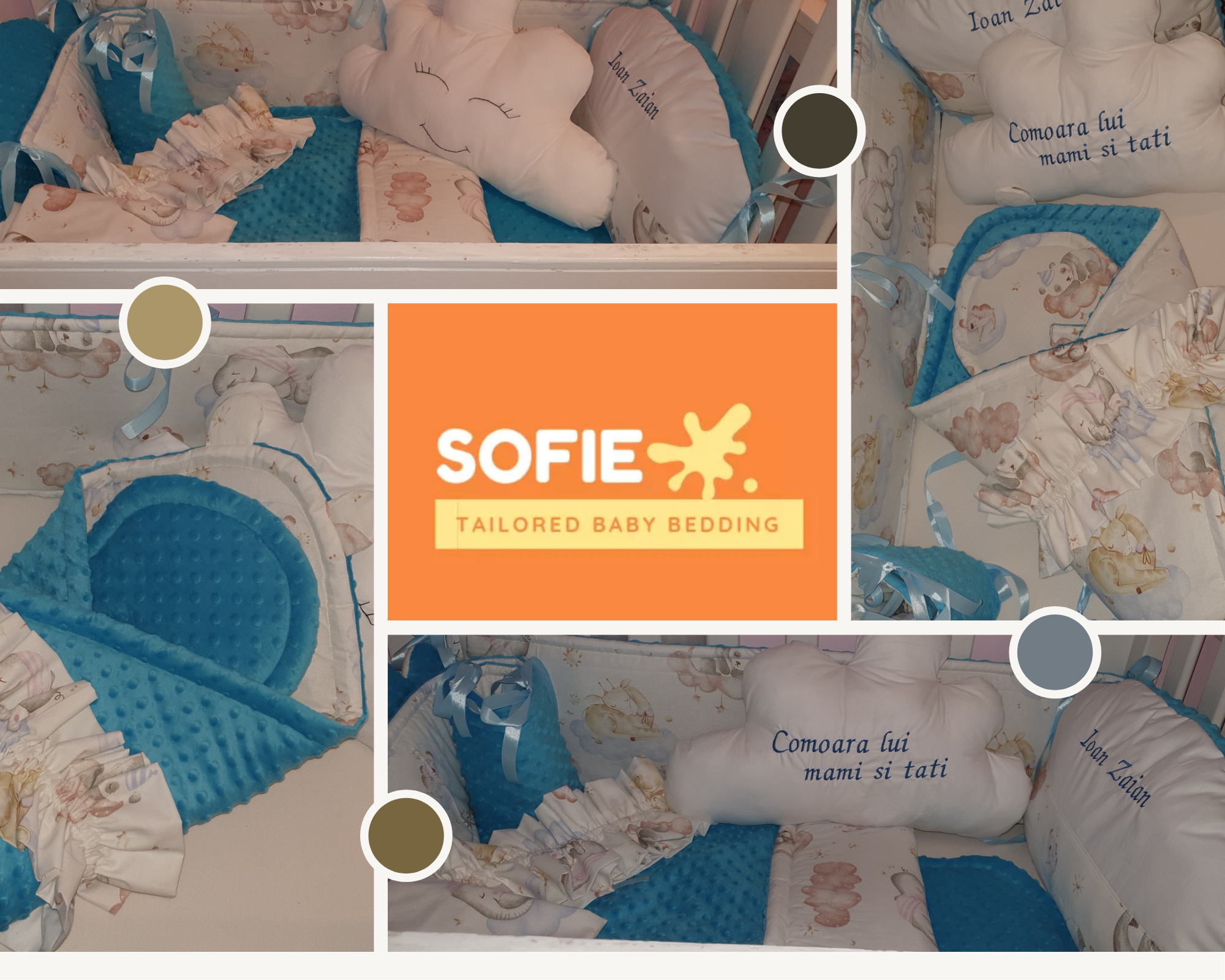 Baby bedding 90x50, personalized by embroidery, 100% cotton and dimple minky 