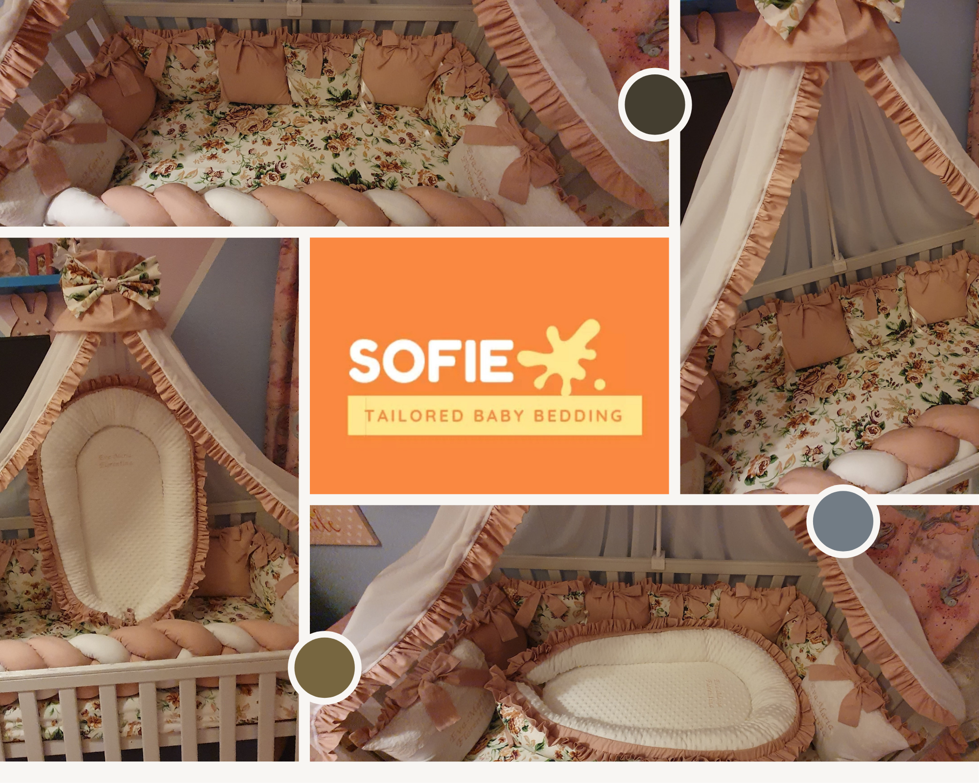 Luxury baby bedding 126x74, 100% cotton personalised by embroidery