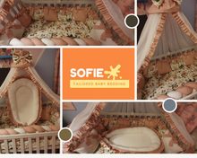 Load image into Gallery viewer, Luxury baby bedding 126x74, 100% cotton personalised by embroidery
