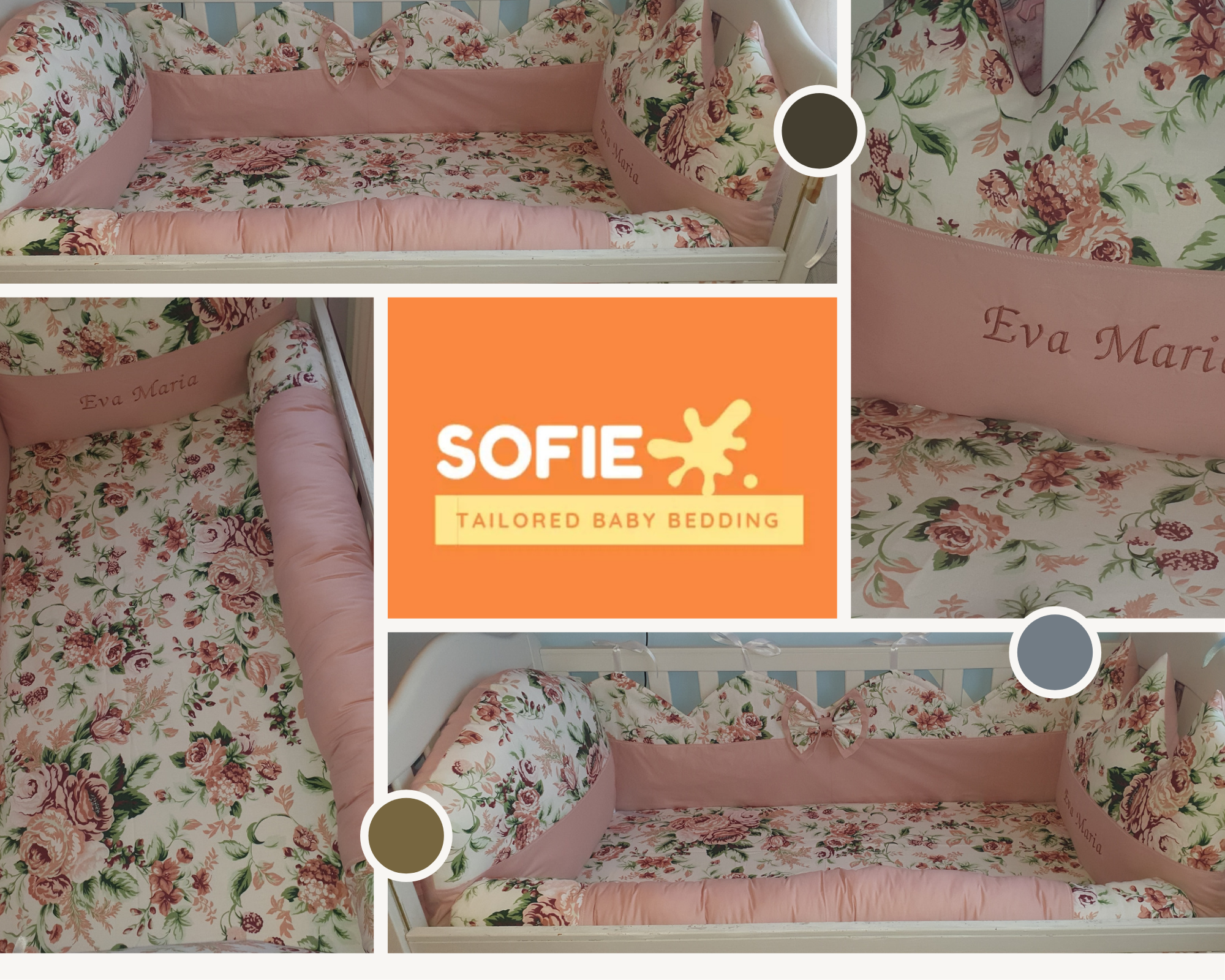 Baby bedding 120x60, 100% cotton , personalised by embroidery 