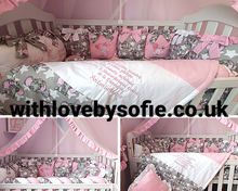 Load image into Gallery viewer, Luxury baby bedding 120x60, personalised by embroidery 
