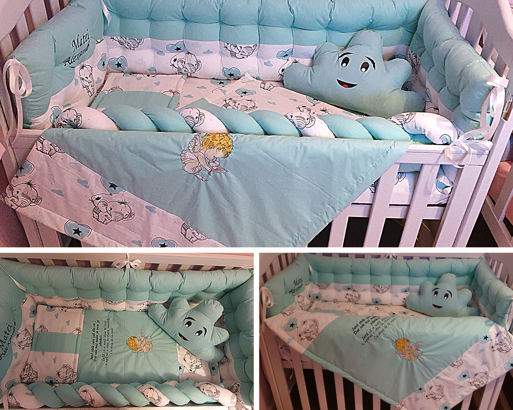 Baby bedding 120x60, personalised by embroidery, 100% cotton 