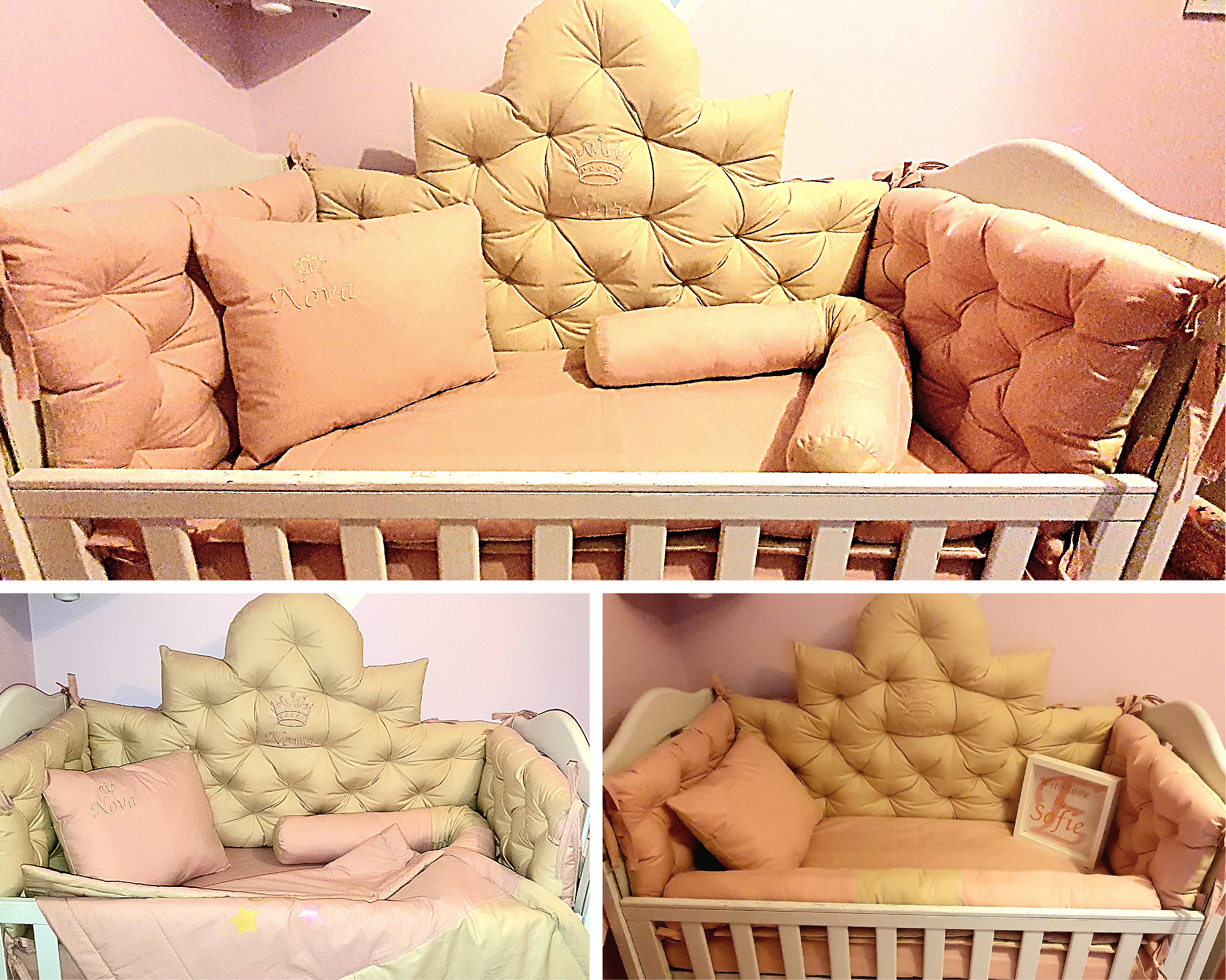 Luxury baby bedding 120x60, 100%cotton personalised by embroidery