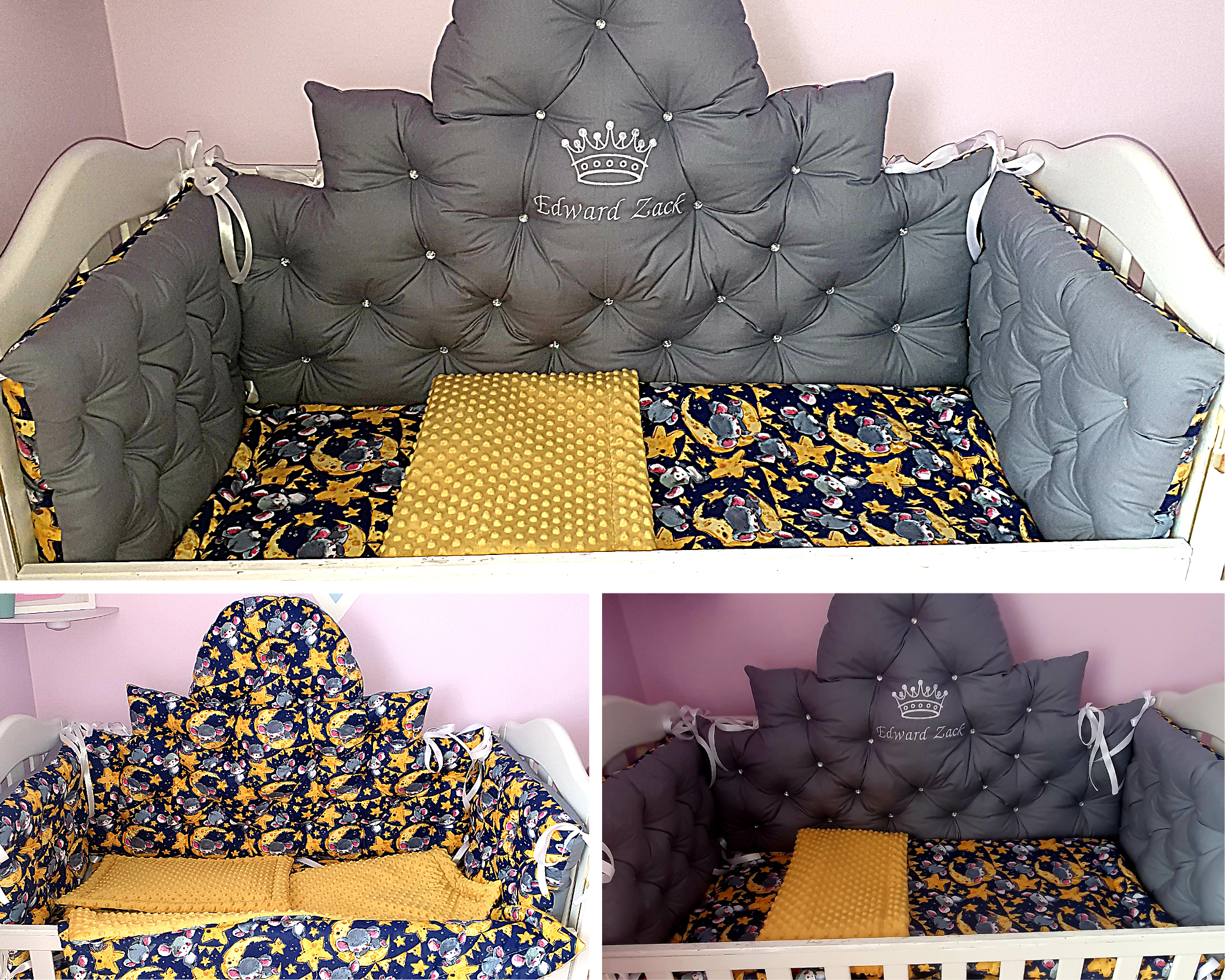 Luxury baby bedding 120x60 personalised by embroidery