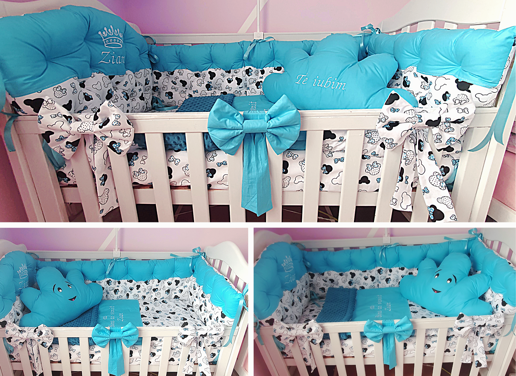 Luxury baby bedding 140x70 personalised by embroidery, 100%cotton