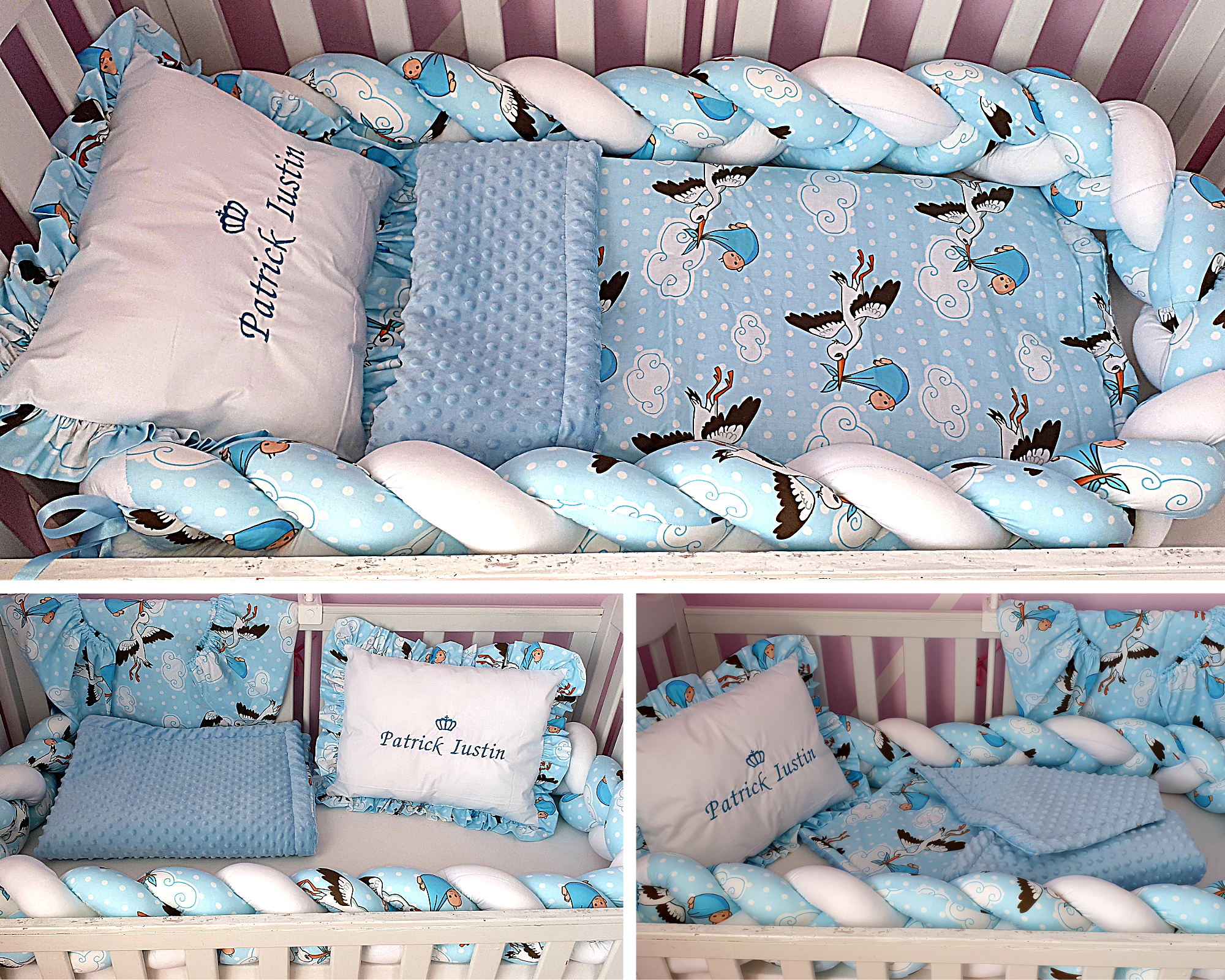 Baby bedding 99x57 personalised by embroidery