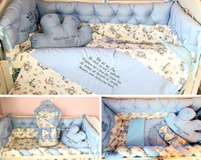 Load image into Gallery viewer, Luxury baby bedding 120x60 personalised by embroidery, 100% cotton
