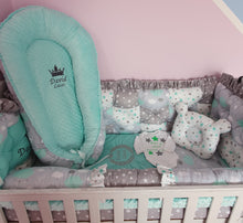 Load image into Gallery viewer, Luxury baby bedding 120x60 personalised by embroidery , 100 % cotton and dimple minky
