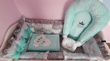 Load image into Gallery viewer, Luxury baby bedding 120x60 personalised by embroidery , 100 % cotton and dimple minky
