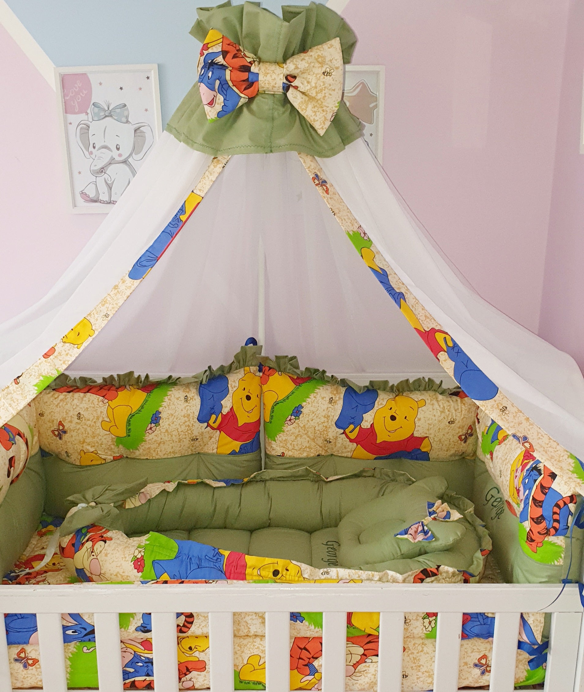 Luxury baby bedding 140x70 personalised by embroidery, 100%cotton 
