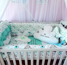 Load image into Gallery viewer, Luxury baby bedding 120x60 personalised by embroidery

