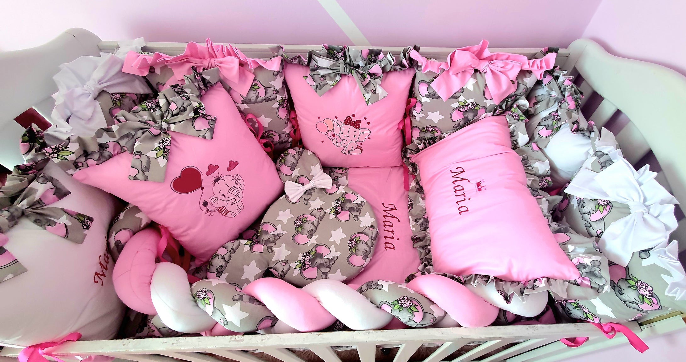 Luxury baby bedding 140x70, personalised by embroidery