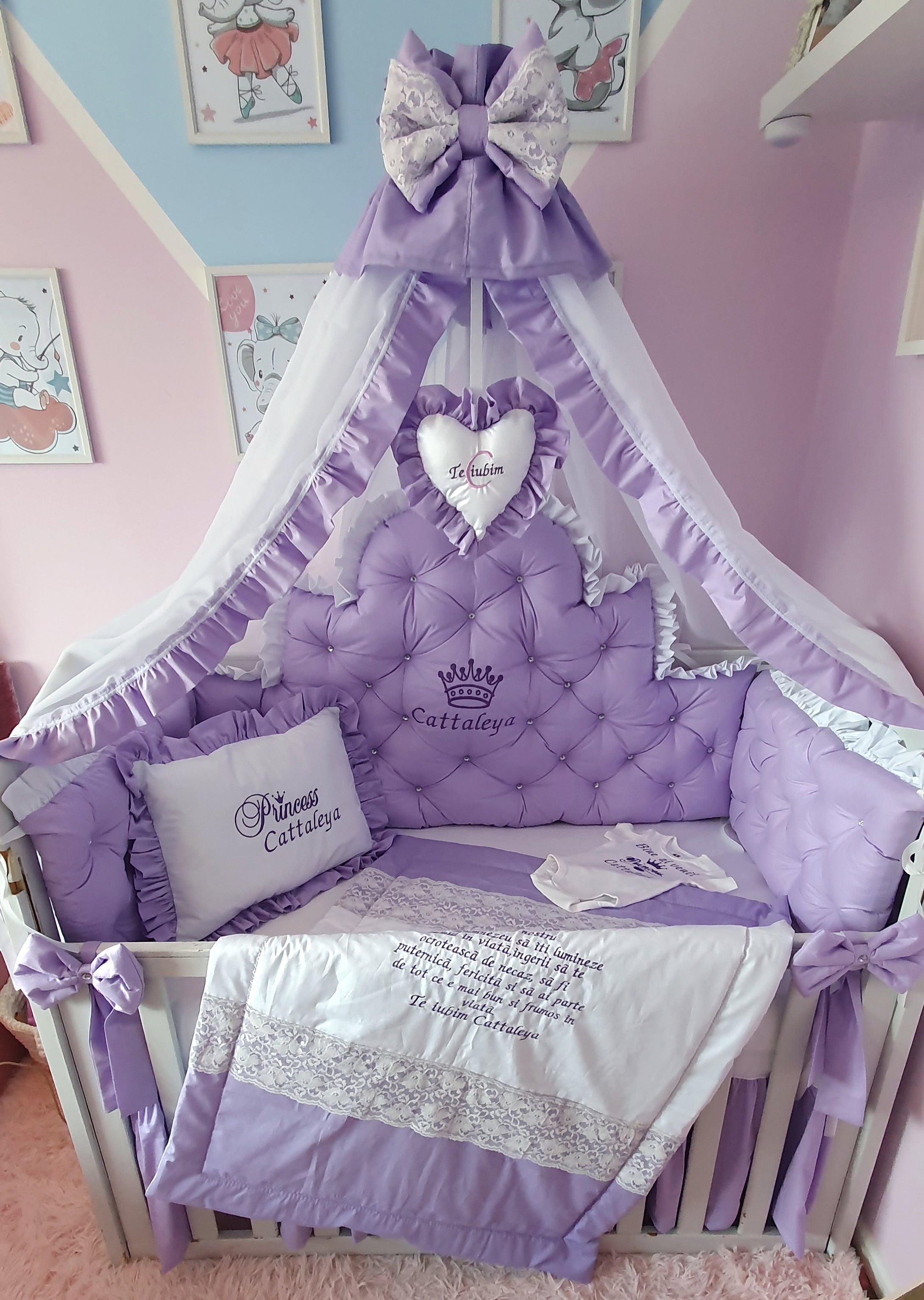 Luxury baby bedding 120x60 personalised by embroidery