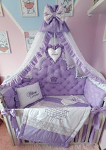 Load image into Gallery viewer, Luxury baby bedding 120x60 personalised by embroidery
