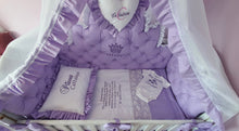 Load image into Gallery viewer, Luxury baby bedding 120x60 personalised by embroidery
