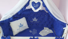 Load image into Gallery viewer, Luxury baby bedding 120x60 personalised by embroidery,  100% cotton
