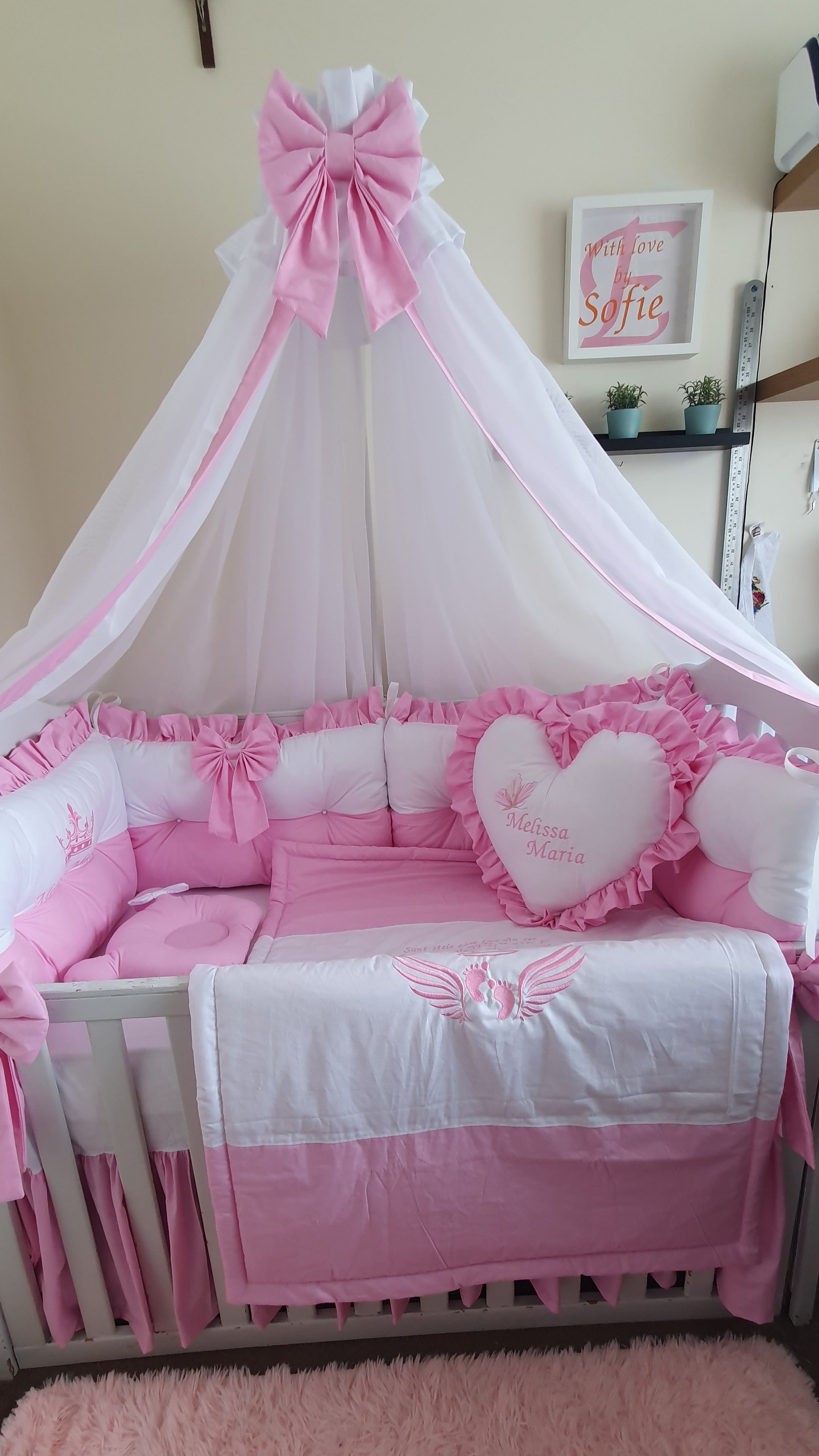 Luxury baby bedding 120x60, personalised by embroidery