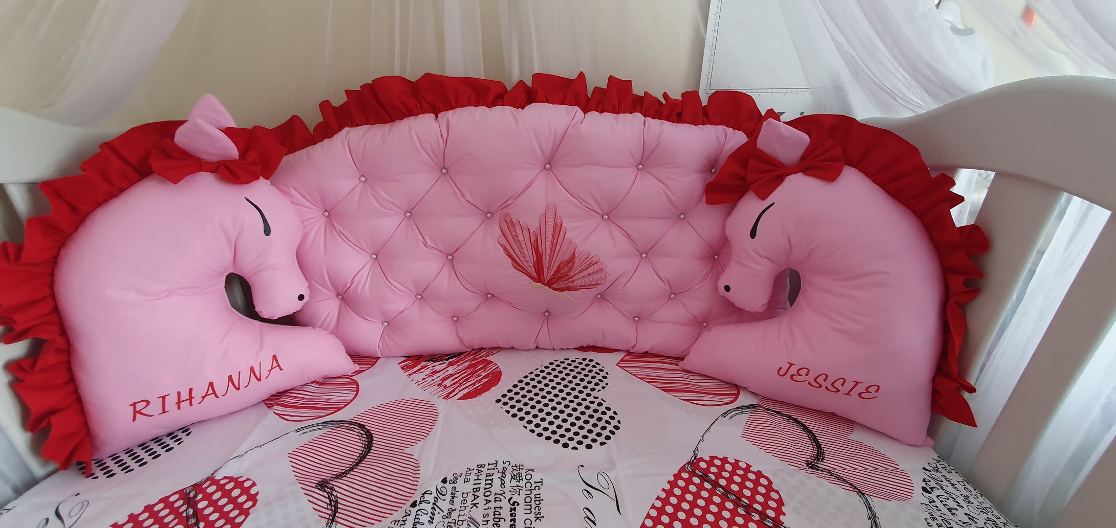 Bumper and 2 unicorns personalised by embroidery and vinyl