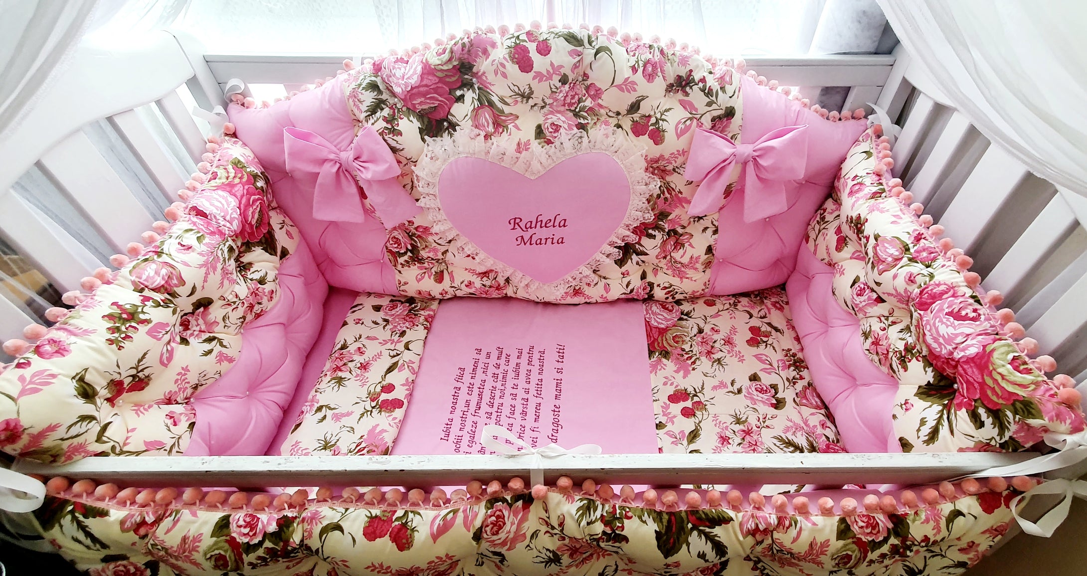 Luxury baby bedding ,120x60 personalised by embroidery