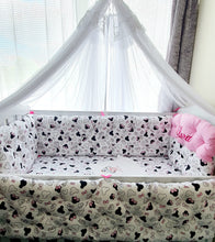 Load image into Gallery viewer, Baby Bumpers 120x60, 100% cotton personalised by embroidery
