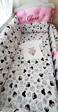 Load image into Gallery viewer, Baby Bumpers 120x60, 100% cotton personalised by embroidery
