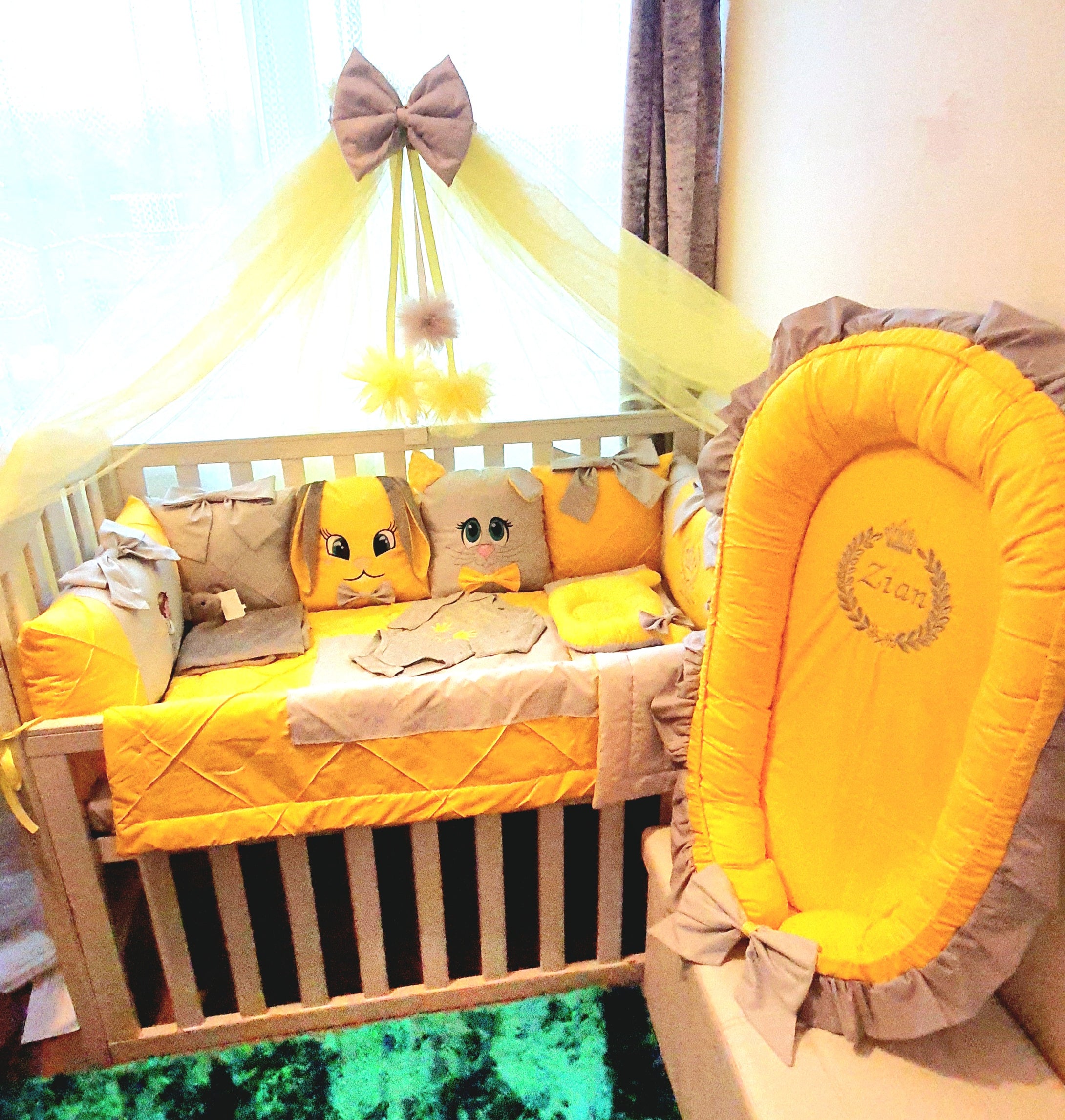 Luxury baby bedding 120x60, personalised by embroidery