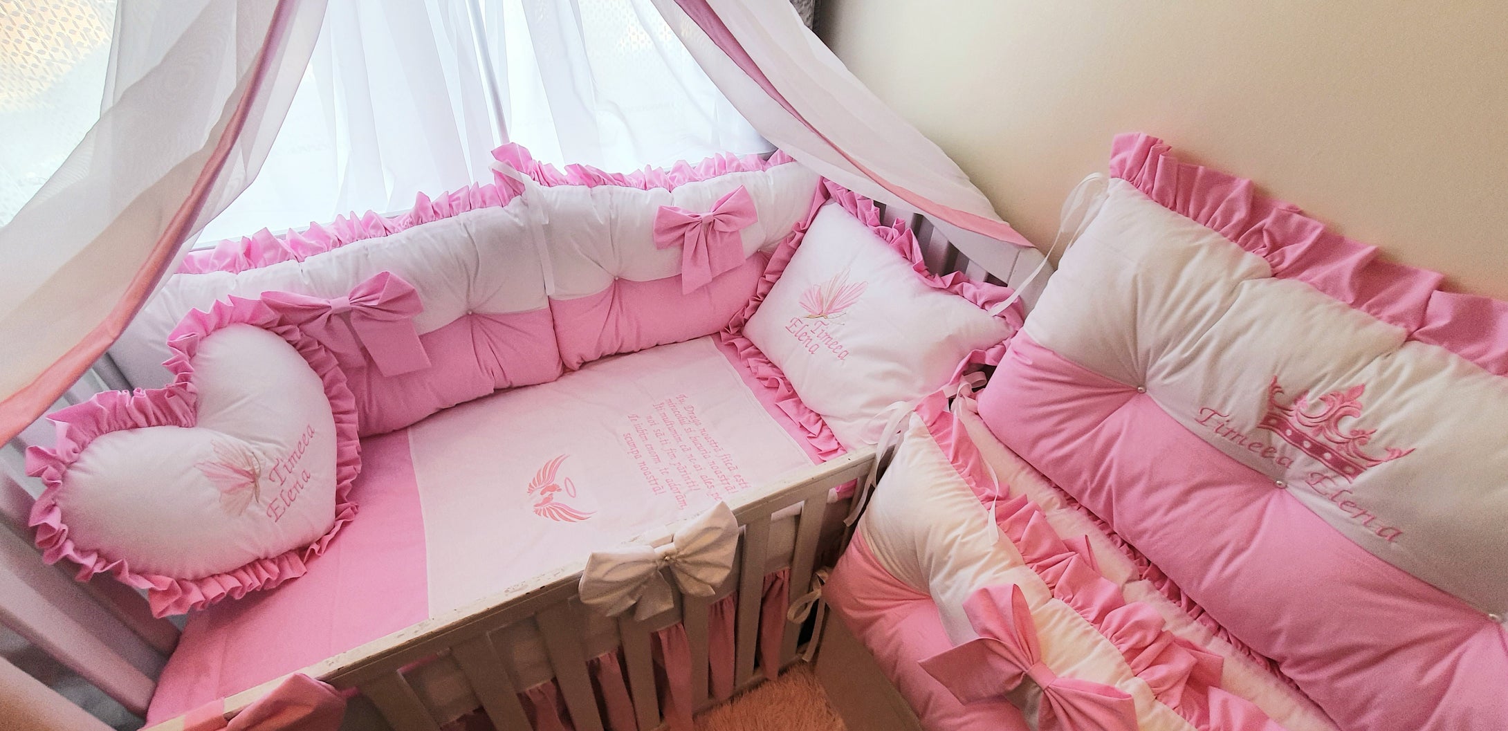 Luxury baby bedding 140x70, personalised by embroidery