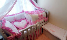 Load image into Gallery viewer, Luxury baby bedding 140x70, personalised by embroidery
