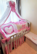 Load image into Gallery viewer, Luxury baby bedding 140x70, personalised by embroidery

