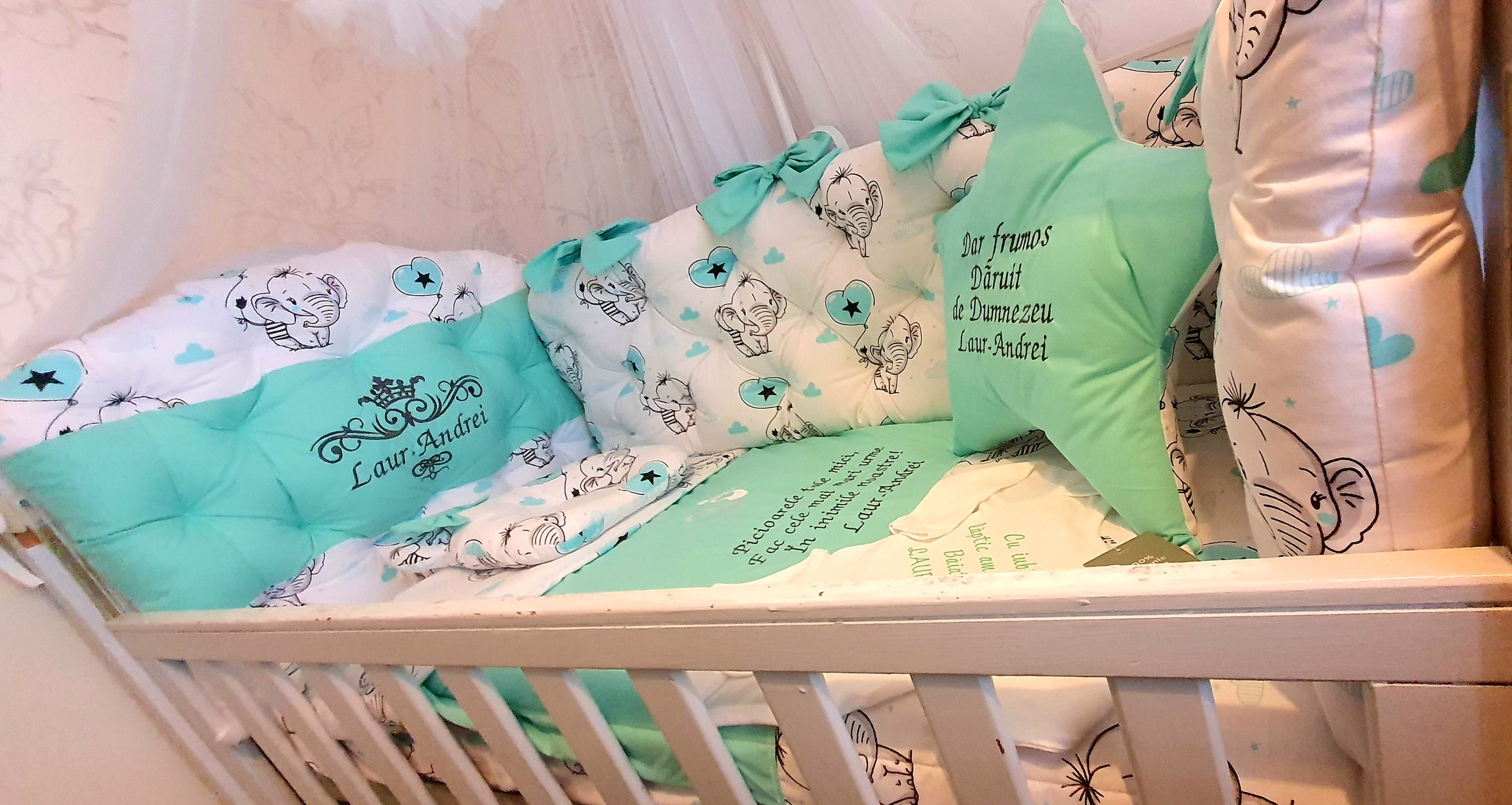 Luxury baby bedding 140x70 personalised by embroidery