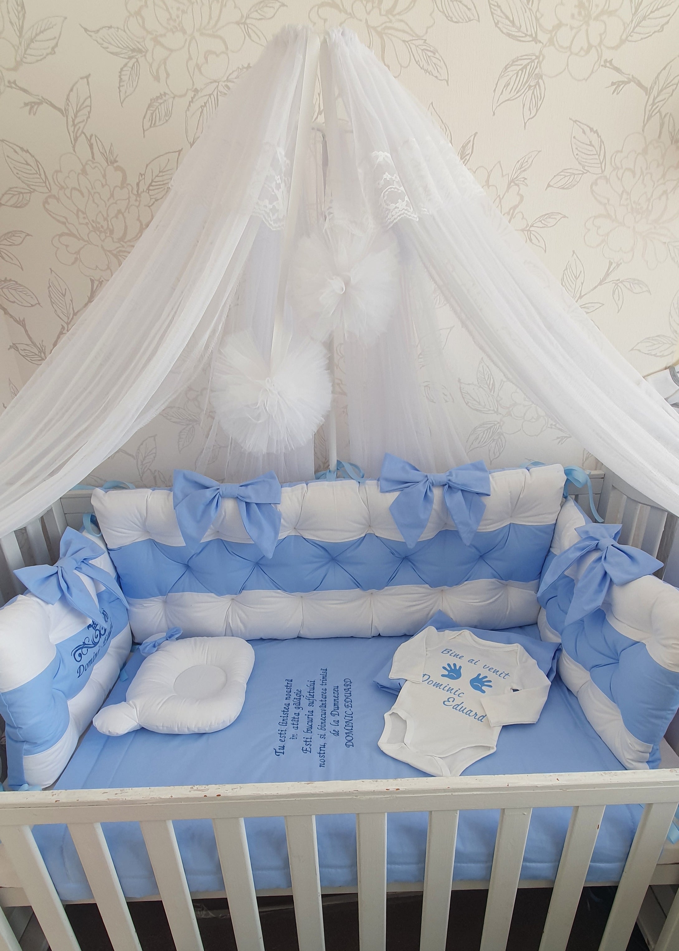 Luxury baby bedding 100x50 , 100% cotton ? Personalised By Embroidery