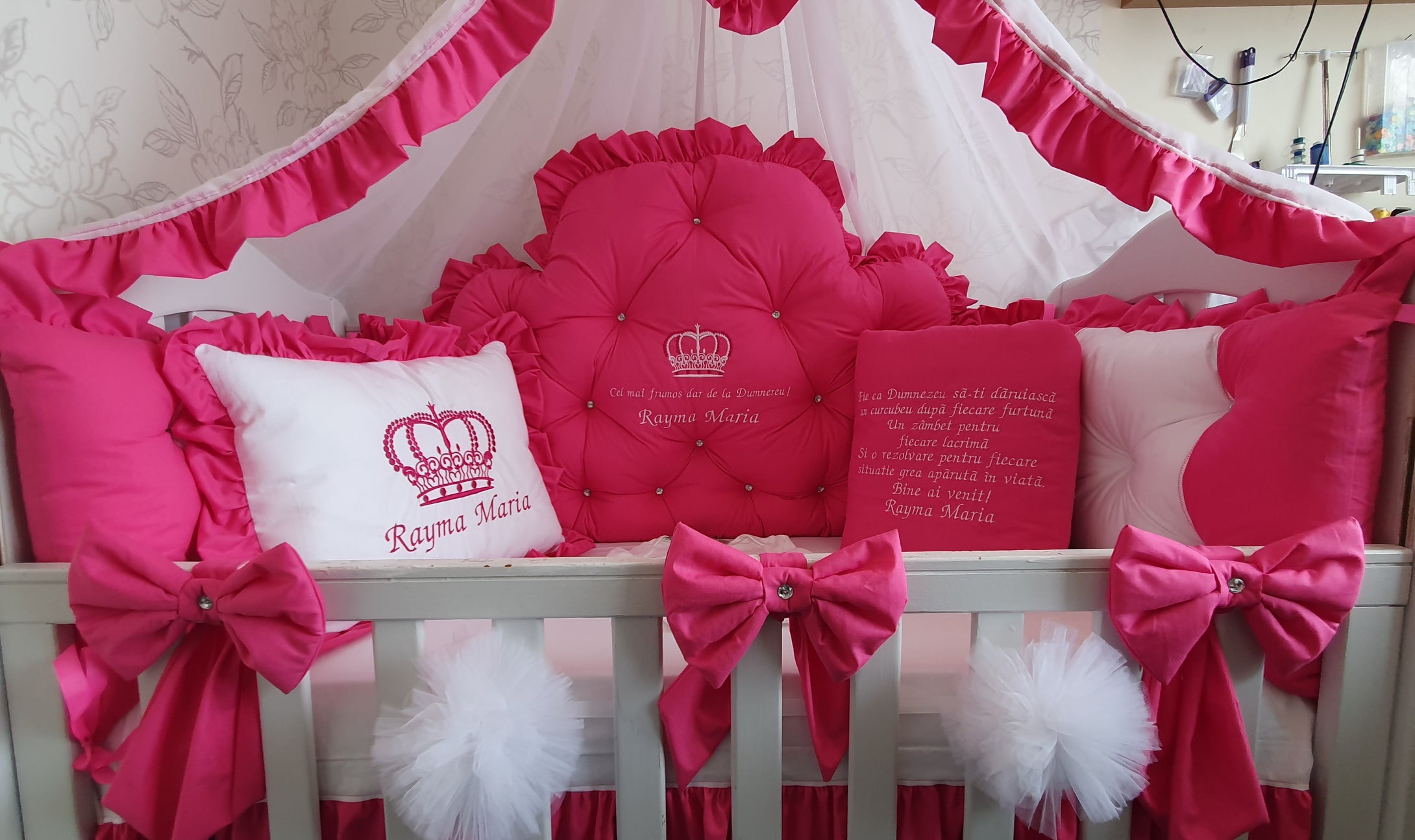 Luxury baby bedding 120x60 personalised by embroidery, 100% cotton