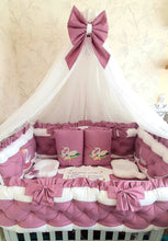 Load image into Gallery viewer, Luxury baby bedding 140x70 personalised by embroidery
