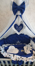 Load image into Gallery viewer, Luxury baby bedding 120x60 personalised by embroidery, 100% cotton
