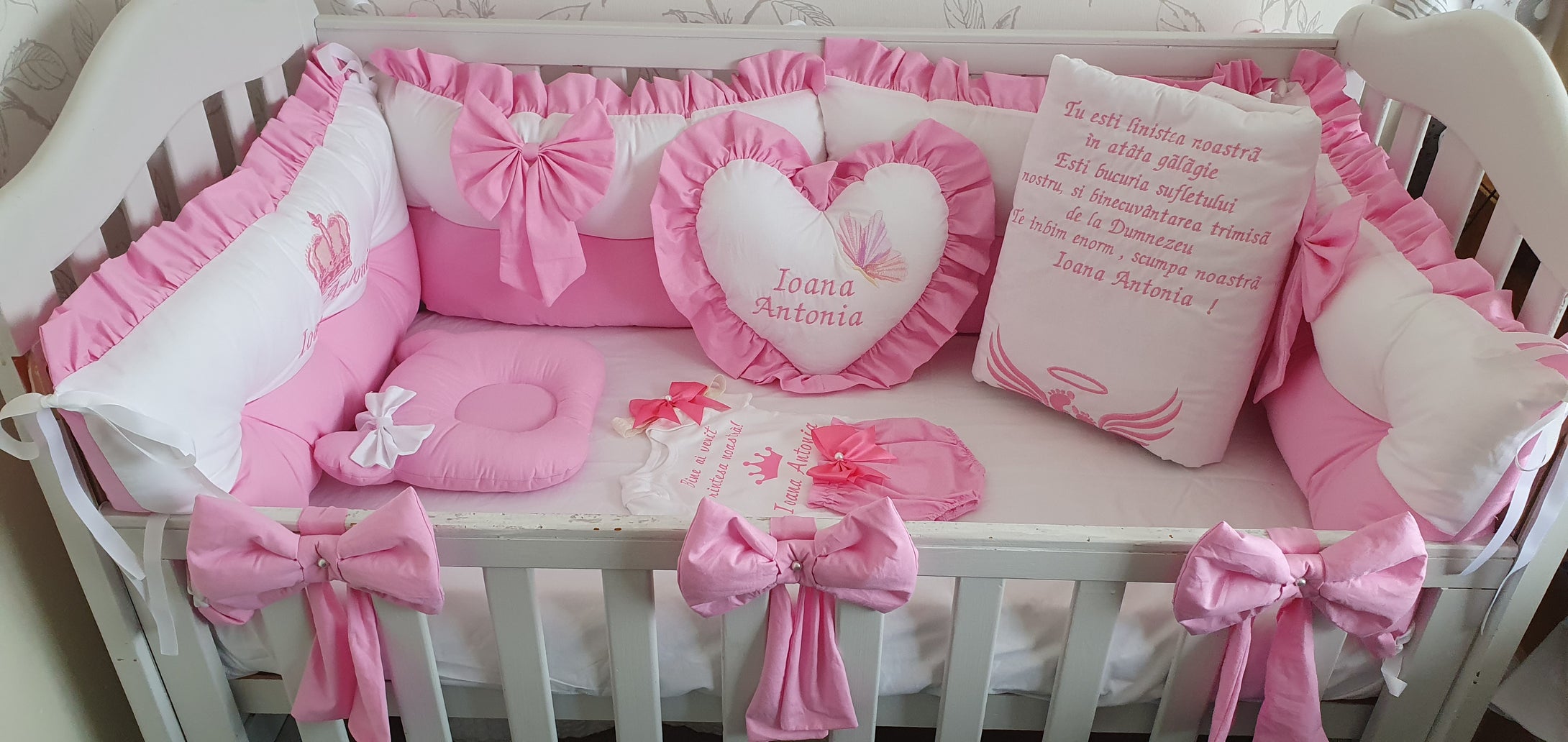 Luxury baby bedding 140x70, personalised by embroidery