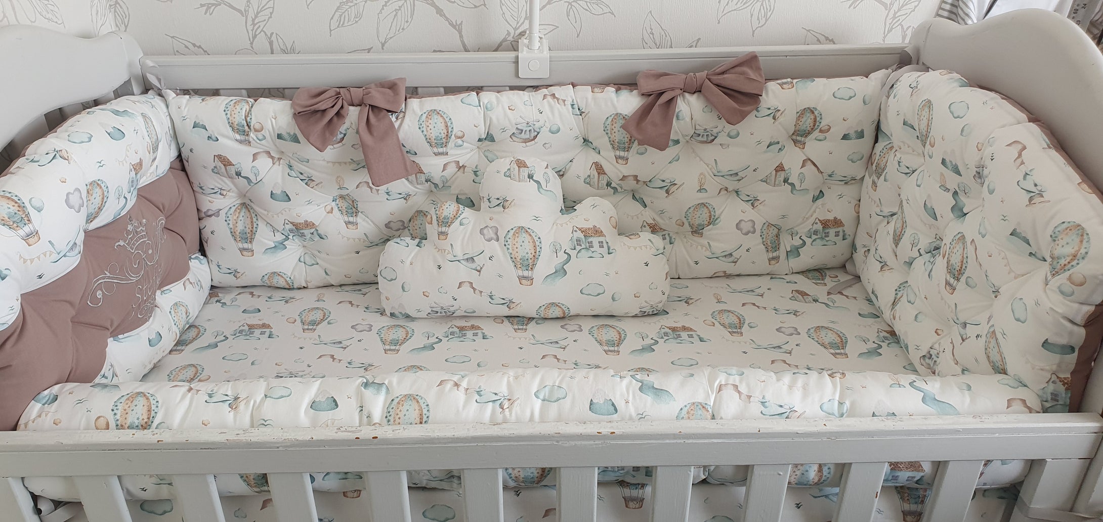 Baby Bumpers 120x60, 100% cotton personalised by embroidery