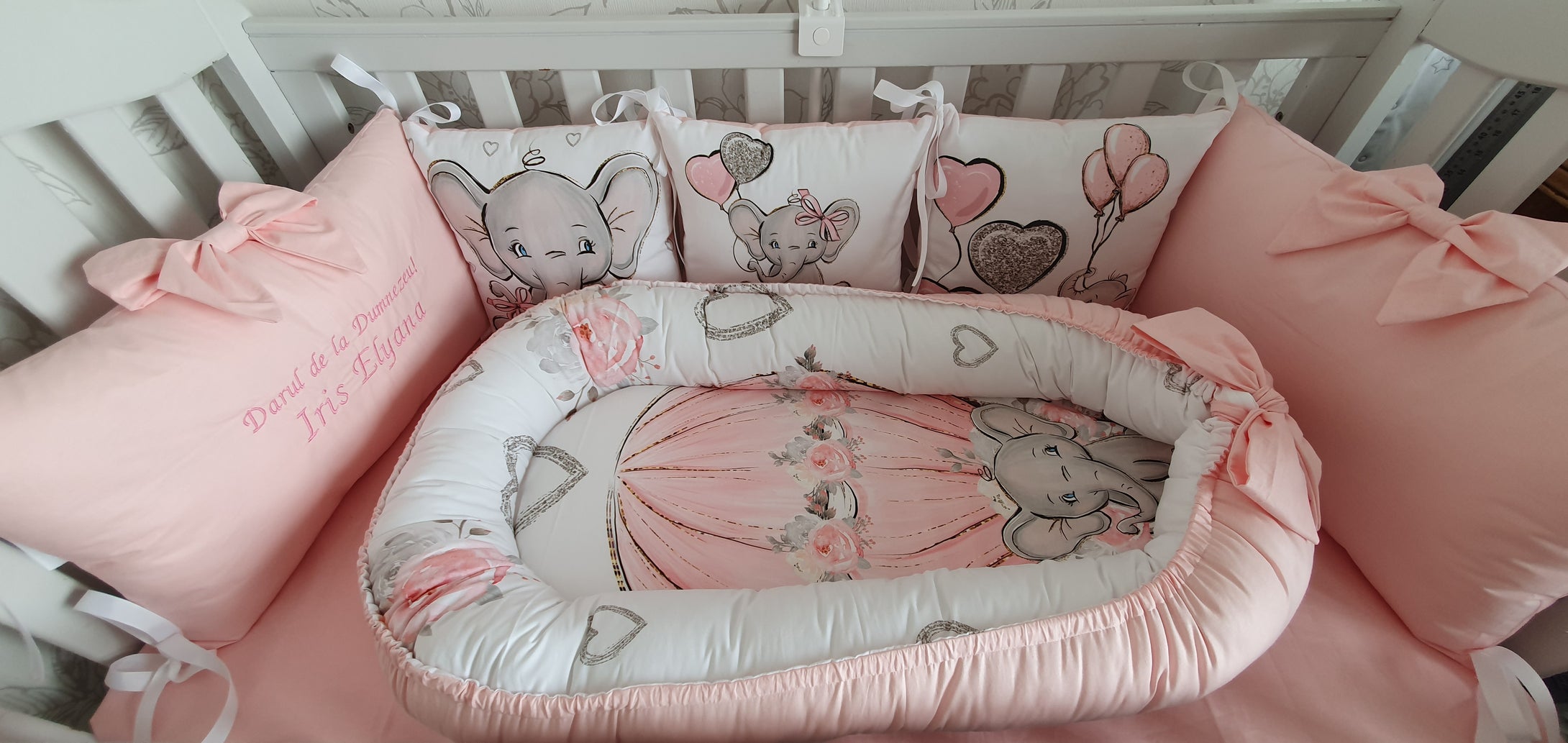 Baby bedding 90x50 personalised by embroidery