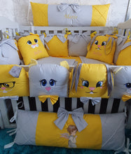 Load image into Gallery viewer, Bumpers for Single Bed 190x90 personalised by embroidery... 100% cotton

