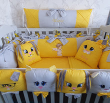 Load image into Gallery viewer, Bumpers for Single Bed 190x90 personalised by embroidery... 100% cotton
