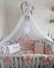Load image into Gallery viewer, Luxury baby bedding duble face, 120x60 personalised by embroidery
