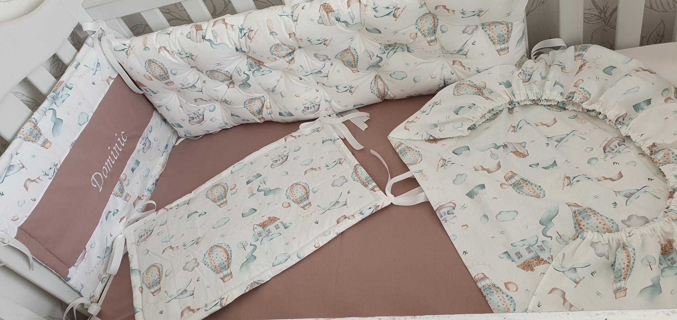 Baby bedding 90x50 100% cotton personalised by embroidery