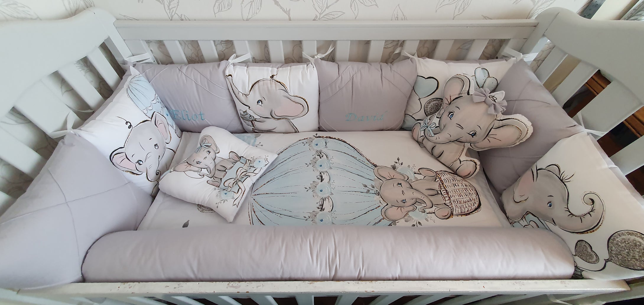 Luxury baby bedding 120x60, duble face.. 100% cotton ,personalised by embroidery