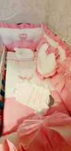 Load image into Gallery viewer, Luxury baby bedding 120x60, personalised by embroidery 
