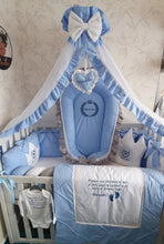 Load image into Gallery viewer, Luxury baby bedding 120x60, personalised by embroidery
