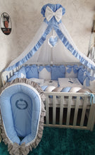Load image into Gallery viewer, Luxury baby bedding 120x60, personalised by embroidery
