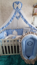 Load image into Gallery viewer, Luxury baby bedding 120x60, personalised by embroidery
