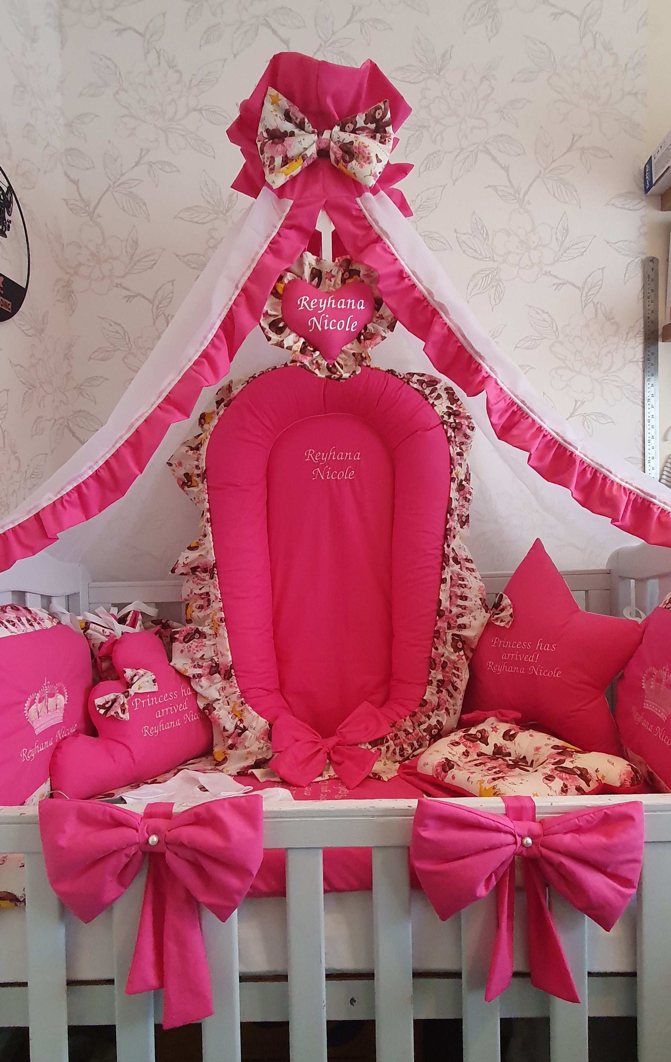 Baby bedding 90X50 personalised by embroidery