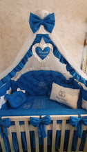 Load image into Gallery viewer, Luxury baby bedding 120x60 personalised by embroidery, 100% cotton
